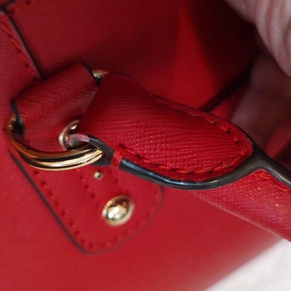 MICHAEL KORS Large Saffiano Leather Satchel Red - Picture 14 of 16